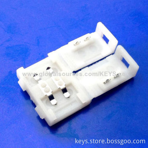 8mm 2-pin 3528 single color strip LED connector, no welding strip for strip jointing